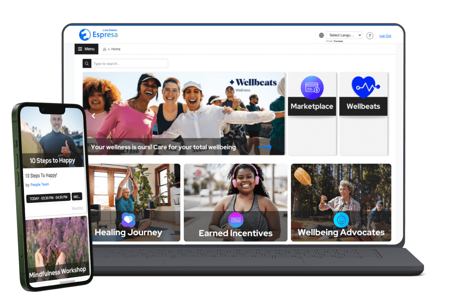 Espresa Wellbeing and Challenges Employee Engagement Platform