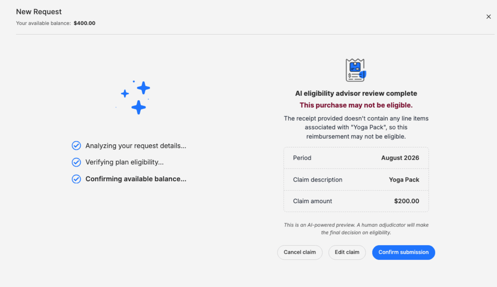 AI Eligibility Advisor interface
