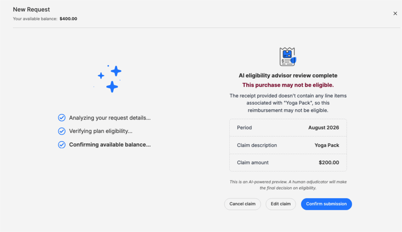 AI Eligibility Advisor interface