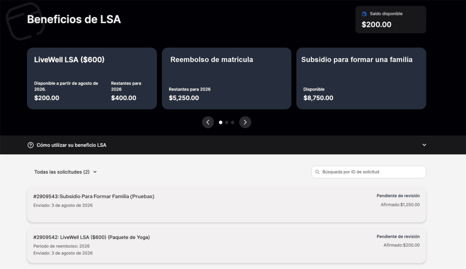 Espresa dashboard in Spanish
