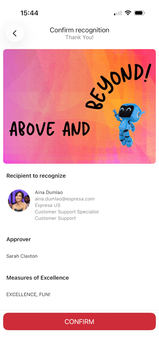 Confirming a recognition on mobile