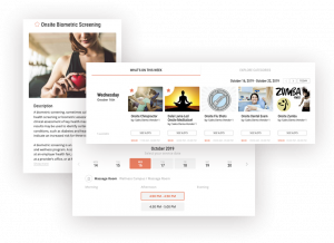 Screenshots of Espresa Wellbeing and Fitness platform