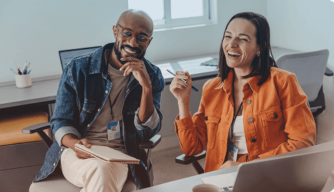 Two colleagues talking